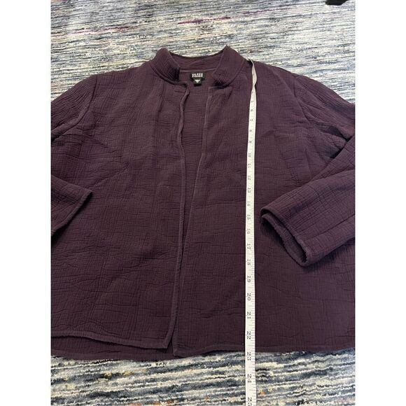 Eileen Fisher Blazer jacket Purple Deep Plum Textured Silk open front size M - Picture 7 of 9